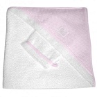 Sortie de bain + gant blanc / rose