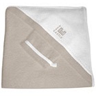 Sortie de bain + gant taupe / blanc