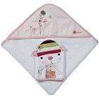 Carré de bain avec gant Scrapbook rose