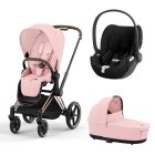 Poussette trio Priam 4 Peach Pink châssis Rose Gold + Cloud T i-Size + Nacelle Luxe