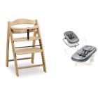 Pack Chaise haute bébé Arketa naturel avec son newborn éco dark gris
