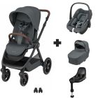Poussette trio Oxford + Siège auto Pebble S + nacelle Sense Graphite + base Family Fix S