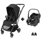 Poussette Leona Black + Siège auto Pebble 360 Essential  Black