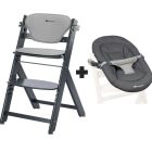 Chaise haute évolutive 2-en-1 Timba ² avec coussin Mineral Graphite  + transat Tinted Graphite
