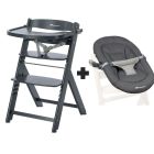 Chaise haute évolutive 2-en-1 Timba ² Warm Gray + transat Tinted Graphite