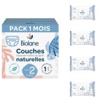 Couches bébé taille 2 Pack 1 mois 168 couches + 4 x 72 lingettes