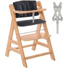 Pack Chaise haute évolutive Alpha+ Naturelle + Coussin Deluxe Noir