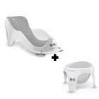 Transat de bain Fit gris et anneau de bain gris