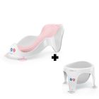 Transat de bain Fit rose et anneau de bain gris