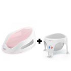 Transat de bain rose et anneau de bain gris