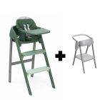 Chaise haute Crescendo Up imperial green re_lux + Kit tour d'observation Crescendo Up grey