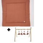 Tapis de parc et arche d'éveil avec jouets uni Terracotta
