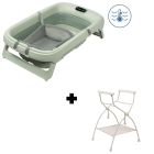 Baignoire Indigo Plus + Insert nouveau-né Sage Green + Support de baignoire