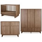 Chambre bébé trio Kyo lit 70 x 120 cm + commode + armoire XL Walnut
