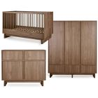 Chambre bébé trio Kyo lit 70 x 140 cm + commode + armoire XL Walnut