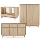 Chambre bébé trio Kyo lit 70 x 120 cm + commode XL + armoire XL Honey Ash