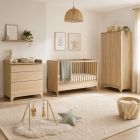Chambre bébé trio Tsugi lit 70 x 140 cm  + armoire + commode avec plan à langer Honey Ash