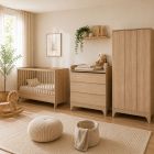 Chambre bébé trio Tsugi lit 70 x 140 cm + armoire XL+ commode avec plan à langer  Honey Ash