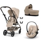 Poussette trio Eezy S Twist+ 2 pivotante Almond Beige avec nacelle Cot S et siège auto Cloud G3 i-Size