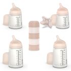 Pack naissance biberons anti colique Zerø.Zerø et boîte doseuse rose