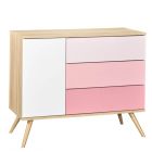 Commode 1 porte 3 tiroirs Seventies Rose