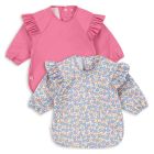 Lot de 2 bavoirs à manches longues - Fleur rosier/Château rose 18 mois / 3 ans