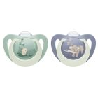 Lot de 2 sucettes nuit phosphorescentes First Choice 18-36 mois Hippo/Koala