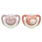 Lot de 2 sucettes nuit phosphorescentes First Choice 6-18 mois Lapin/Mouton