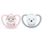 Lot de 2 sucettes Perfect Match Air 6-18 mois Chat / Ours Polaire
