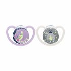 Lot de 2 sucettes 0-6m Space nuit Fille