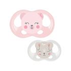 Lot de 2 sucettes Soft Touch 0-6 m Biche et chat