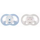 Lot de 2 sucettes Soft Touch 18m + Ourson et chat