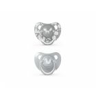 Lot de 2 sucettes physiologiques 18 mois+ latex Fox gris