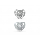 Lot de 2 sucettes physiologiques 18 mois+ silicone Fox gris