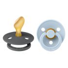 Pack de 2 sucettes Colour Caoutchouc anatomique 6 mois+ Iron et Baby blue