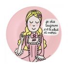 Assiette à dessert Princesse : Je dis toujours s'il te plaît et merci - Rose pâle