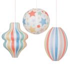 Lot de 3 lanternes en papier - Etoiles et Rayures