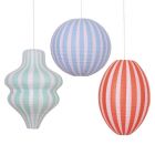 Lot de 3 lanternes en papier - Rayures