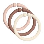 Attaches tétine anneaux Loops Blush / Woodchuck / Ivory - Pack de 12