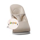 Transat bébé balance Soft tissé jersey Beige clair avec arche de jeu Yeux Espiègles
