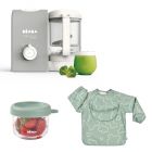 Robot Babycook Express Gris Velours + Bavoir à manches évolutif et 2 en 1 Sage green + Portion Verre Vert Sauge 150ml
