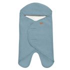 Couverture Babynomade double polaire 0-6 mois bleu baltique blanc