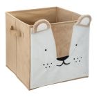 Cube de rangement velours Lion