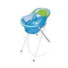 Baignoire 0-6 mois bleue translucide avec transat intégré + petit support de baignoire