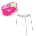 Pack baignoire 0-6 mois avec transat intégré + support de baignoire - rose pailletée