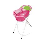 Baignoire 0-6 mois rose pailletée translucide avec transat intégré + petit support de baignoire