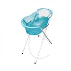 Baignoire 0-6 mois turquoise translucide avec transat intégré + petit support de baignoire