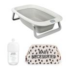 Baignoire Eazy Pop Camélé'O Gris velours + Baby cologne 100ml + Trousse baby necessities canvas léopard