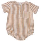Barboteuse garçon en gaze de coton Rayé caramel - 3 mois