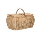 Panier pique nique en rotin tressé et anse en cuir